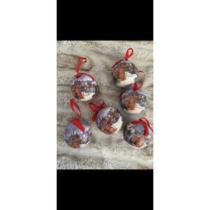 Set of 6 Vintage Norman Rockwell Paper Mache Collectible Ornaments